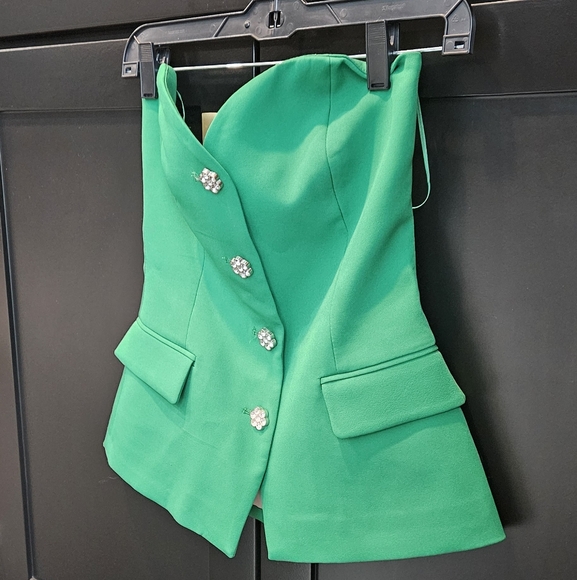 Zara Green Structured Bustier - Picture 3 of 6